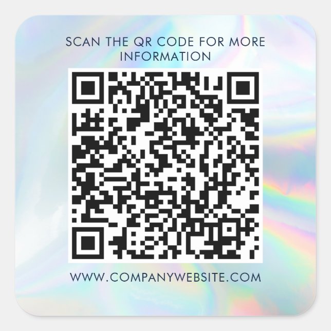 Custom Business QR Code Holographic Marketing Square Sticker (Front)