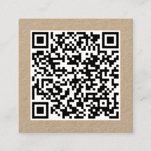 Custom Business QR Code Long Name Minimal Kraft Square Business Card