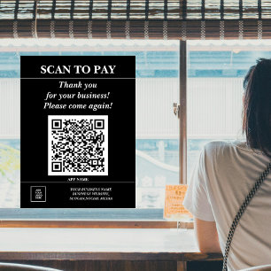 Custom Business QR Code Mobile Pay Here Logo Black