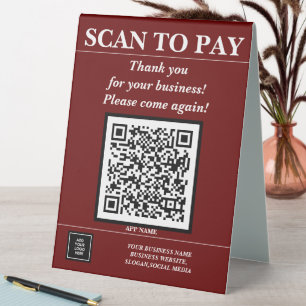 Custom Business QR Code Mobile Pay Here Logo Red