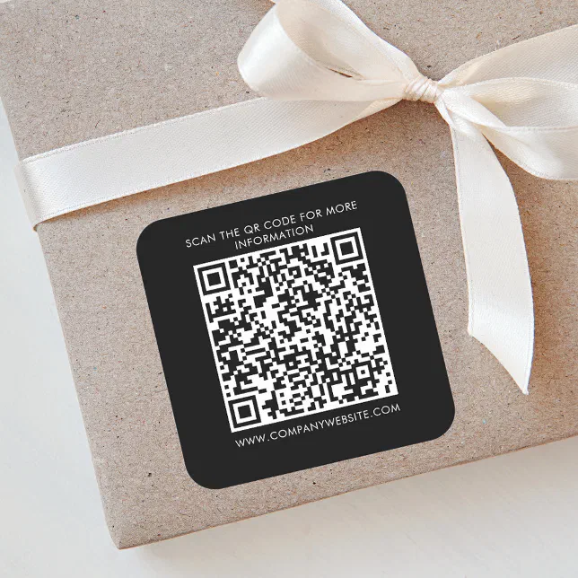 Qr Code Square Sticker Designs Custom Business QR Code Promotional Marketing Square Sticker | Zazzle