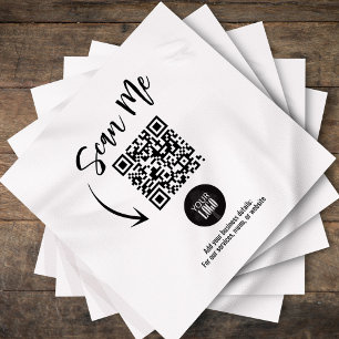 Custom Business QR Code Scan Me Cocktail Napkin