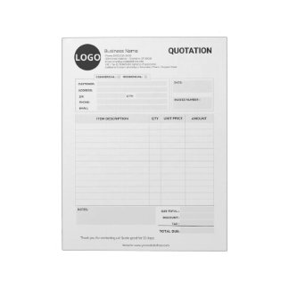 Custom Business Quote & Invoice Form Notepad
