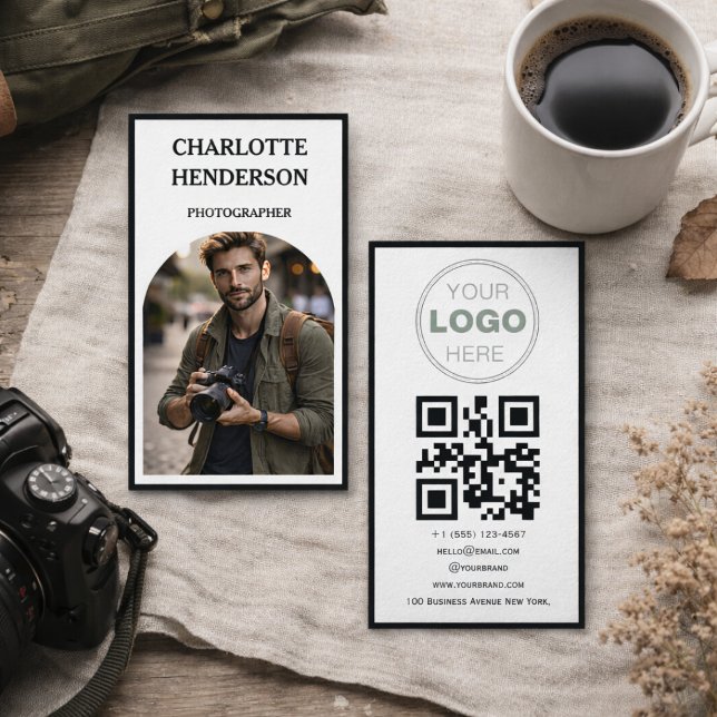 Custom Business Review QR Code Logo Card (Minimalist QR Code Professional Design Business Card)