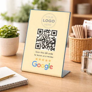 Custom Business Review QR Code Logo Pedestal Sign