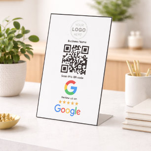 Custom Business Review QR Code Logo Pedestal Sign