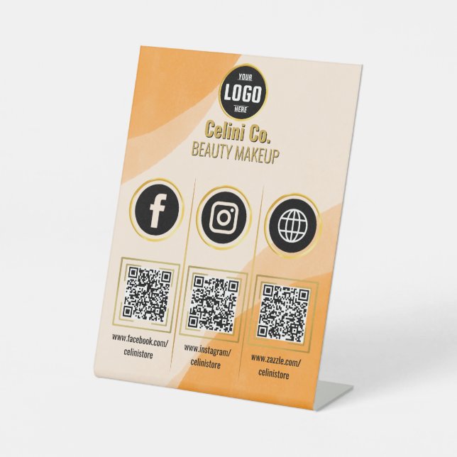 Custom Business Social Media QR Code Sign - Orang  (Front)