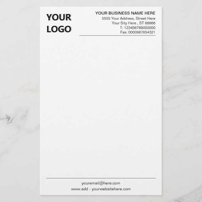 Custom Business Stationery Paper Your Own Design (Front)
