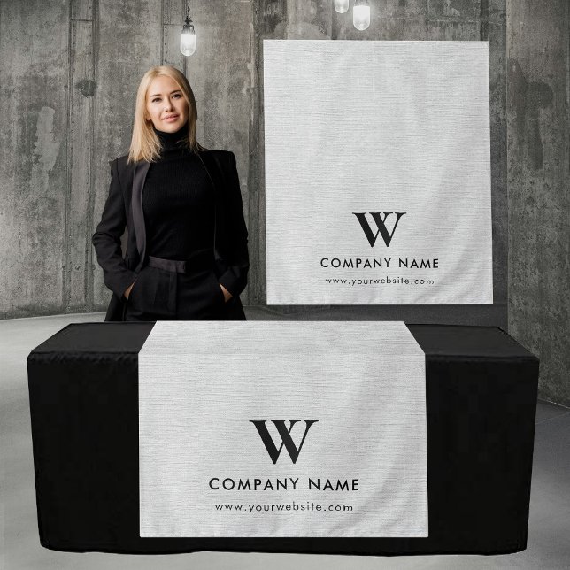 Custom Business Table Runner Banner Gray Linen Tapestry (Custom Business Table Runner Banner Gray Linen Tapestry)