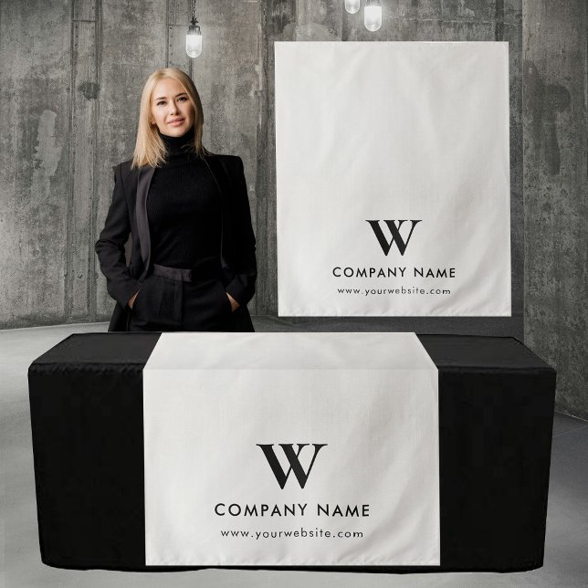 Custom Business Table Runner Banner Gray Linen Tapestry (Custom Business Table Runner Banner Gray Linen Tapestry)