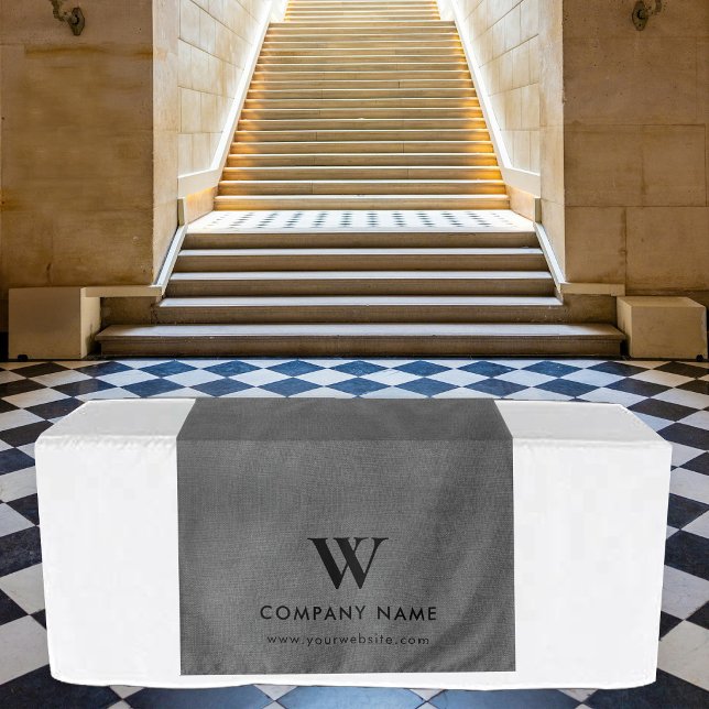 Custom Business Table Runner Banner Grey Linen Tapestry (Custom Business Table Runner Banner Gray Linen Tapestry)