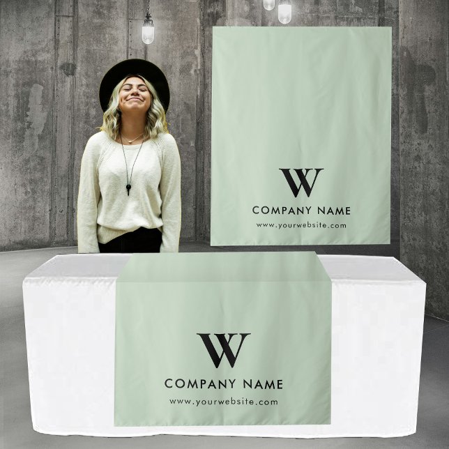 Custom Business Table Runner Banner Modern Green Tapestry (Custom Business Table Runner Banner Modern Green Tapestry)