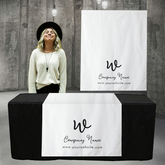 Custom Business Table Runner Banner White Script Tapestry (Custom Business Table Runner Banner White Script Tapestry)