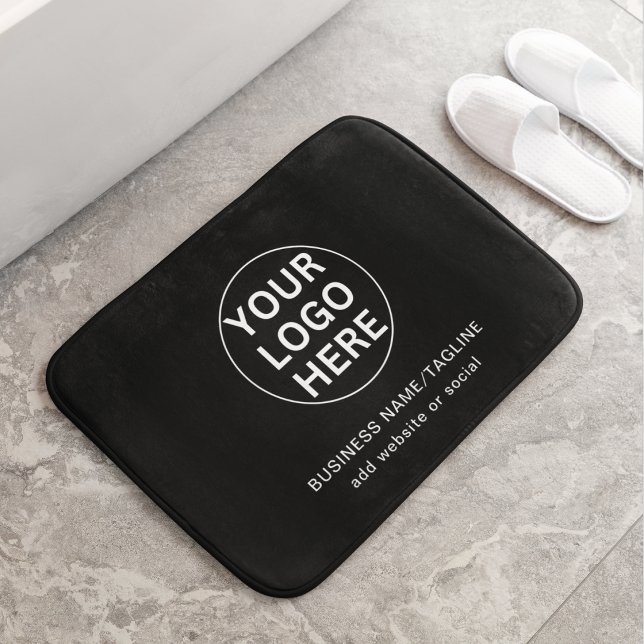 Custom Business Text & Logo l Black & White Promo  Bath Mat (Creator Uploaded)