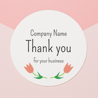 Custom Business Thank You Floral Classic Round Sticker