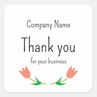 Custom Business Thank You Floral Square Sticker