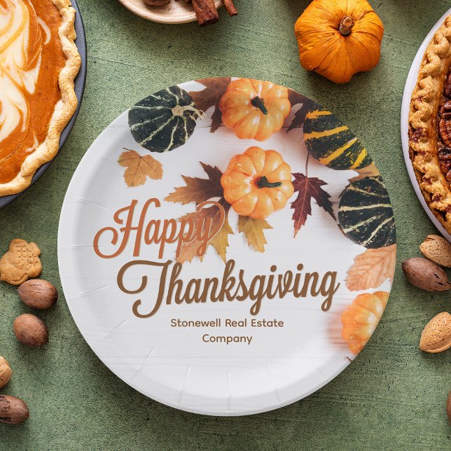Custom Business Thanksgiving Beautiful Fall Dinner Paper Plate (Creator Uploaded)