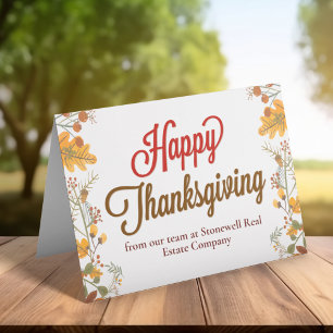 Custom Business Thanksgiving Modern Fall Leaves Card