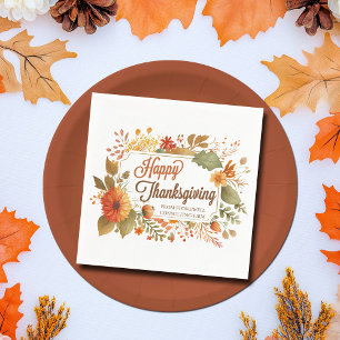 Custom Business Thanksgiving Party Fall Flowers Napkin