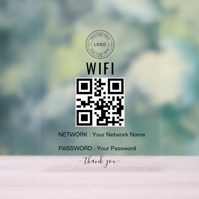 Custom Business WiFi Sign with Logo & QR Code (Neutral)