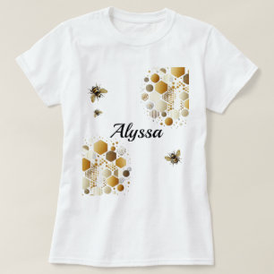 Custom Busy Bee on Honeycomb: Hexagons and Circles T-Shirt