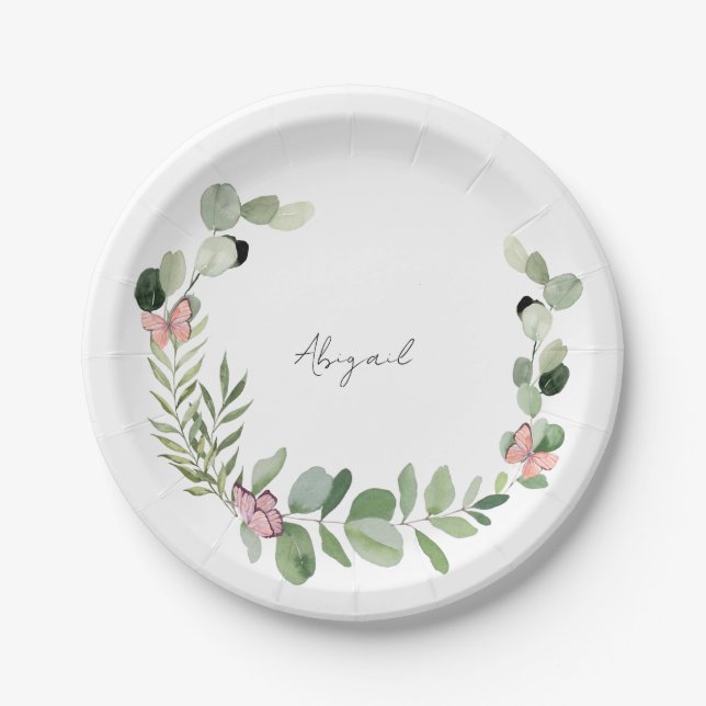 Custom Butterfly Baby Shower  Paper Plate (Front)