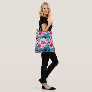 Custom butterfly birthday party matching set tote bag