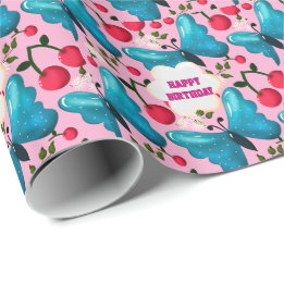 Custom butterfly birthday party matching set wrapping paper