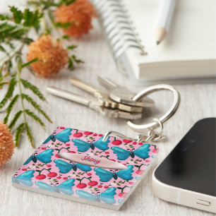Custom butterfly floral pattern gift key ring