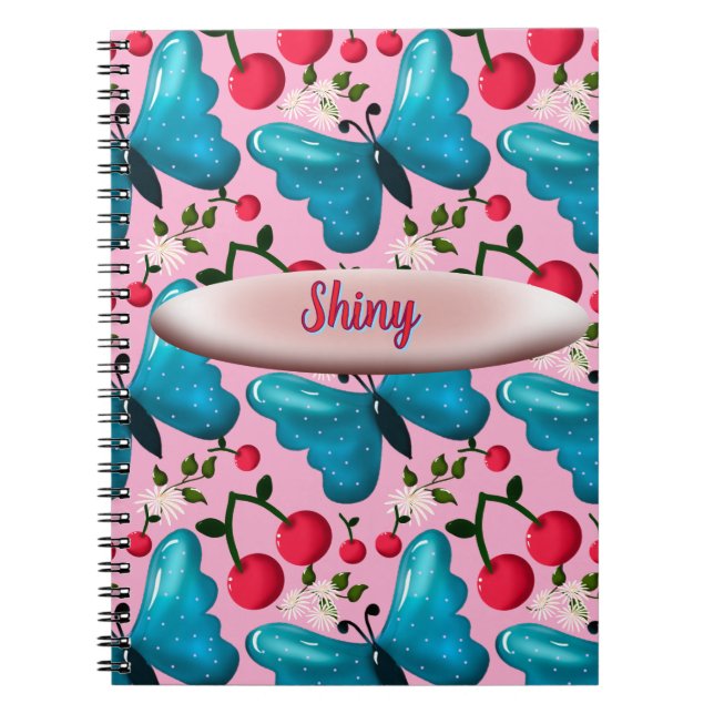 Custom butterfly floral pattern gift  notebook (Front)