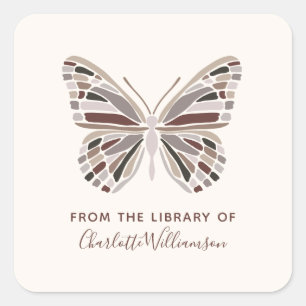 Custom Butterfly From The Library of Bookplate Square Sticker