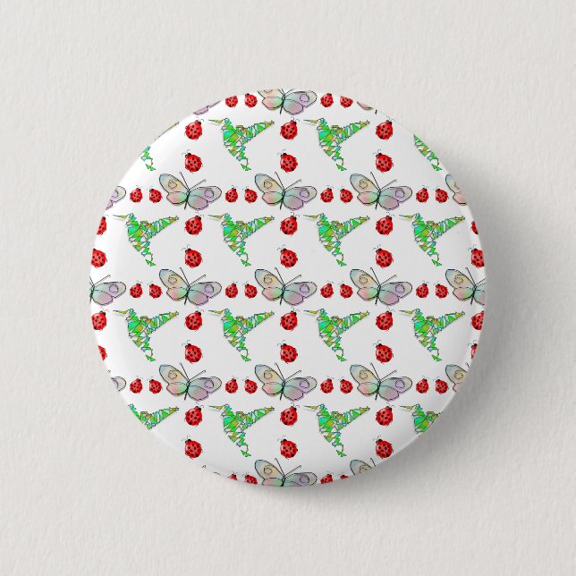 Custom Butterfly, Hummingbird and Ladybug Pattern 6 Cm Round Badge (Front)