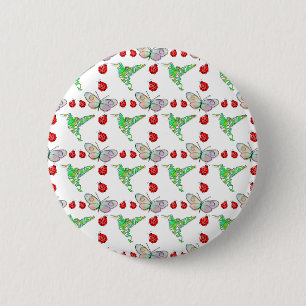 Custom Butterfly, Hummingbird and Ladybug Pattern 6 Cm Round Badge