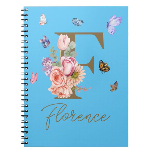 Custom Butterfly Initial Notebook (Front)