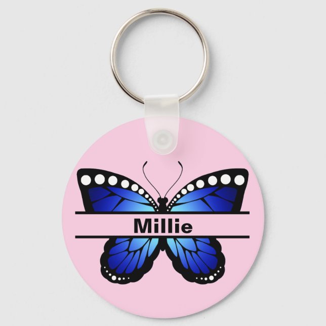 Custom Butterfly Name Keychain Gift for Her (Front)