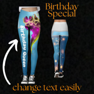 Custom Butterfly & Snowflake Birthday Queen Gift  Leggings