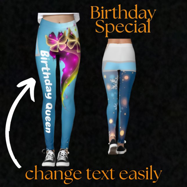 Custom Butterfly & Snowflake Birthday Queen Gift  Leggings (Creator Uploaded)