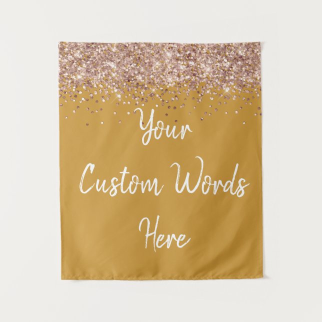Custom Butterscotch Rose Gold Birthday Party Photo Tapestry (Front)