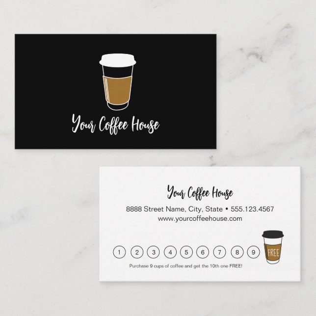 Custom Buy 9 get 1 free Coffee Loyalty Card (Front/Back)