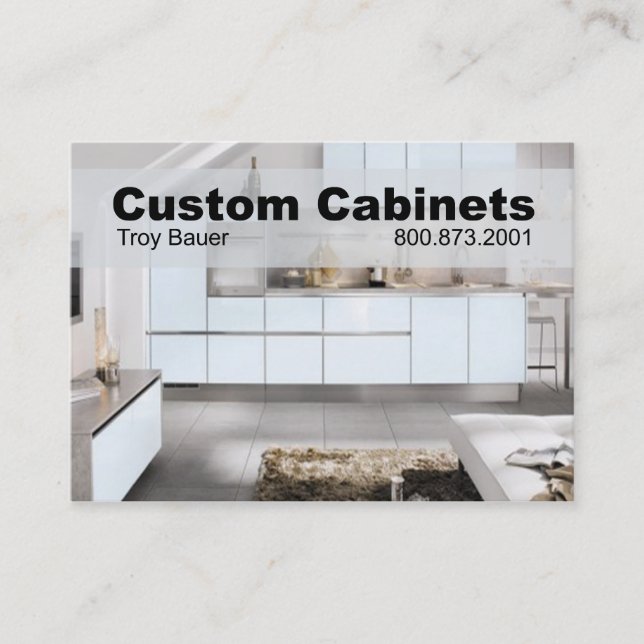 Custom Cabinets - Carpenter, Home Improvement Business Card (Front)