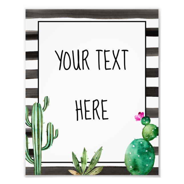 Custom Cactus Fiesta Birthday Party Table Sign (Front)