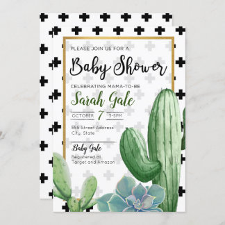 Custom Cactus Succulent Baby Shower Invitation