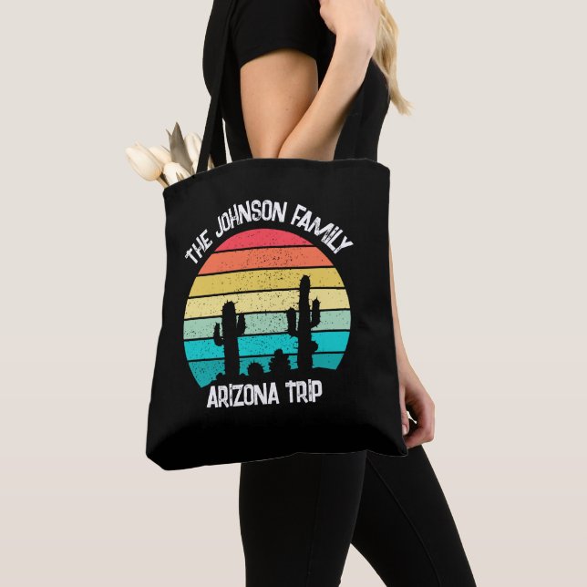 Custom Cactus Sunset Arizona Desert Tote Bag (Close Up)