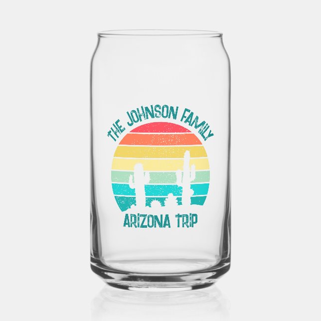 Custom Cactus Sunset Arizona Desert Trip Can Glass (Front)