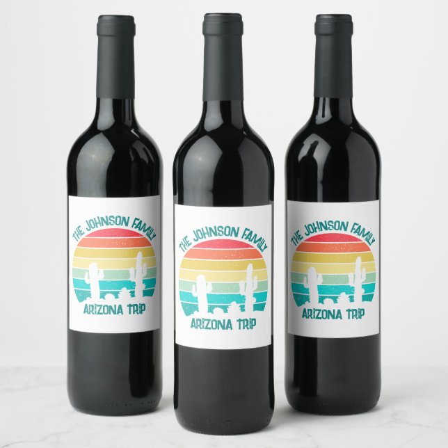 Custom Cactus Sunset Arizona Desert Wine Label (Bottles)