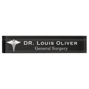 Custom Caduceus Medical Physician MD Doctor Nameplate