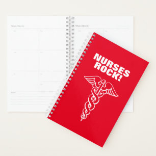 Custom caduceus symbol spiral planner for nurses