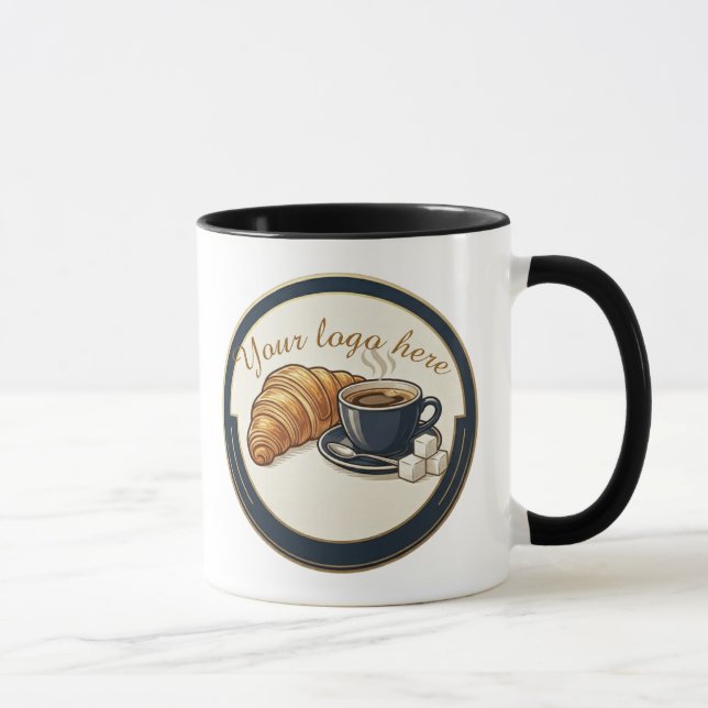 Custom Cafe Croissant Logo  Mug (Right)