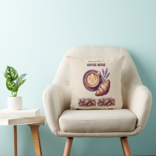 Custom Cafe Merch Vintage Croissant With Lavend Cushion