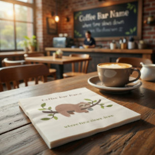 Custom Cafe Sloth Paper Napkin